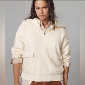 Anthropologie Chunky Knit 1/4 Zip Sweater, Sz M